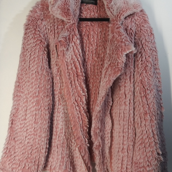 Colleen Lopez Other - Colleen Lopez Knitted Faux Fur Moto Jacket